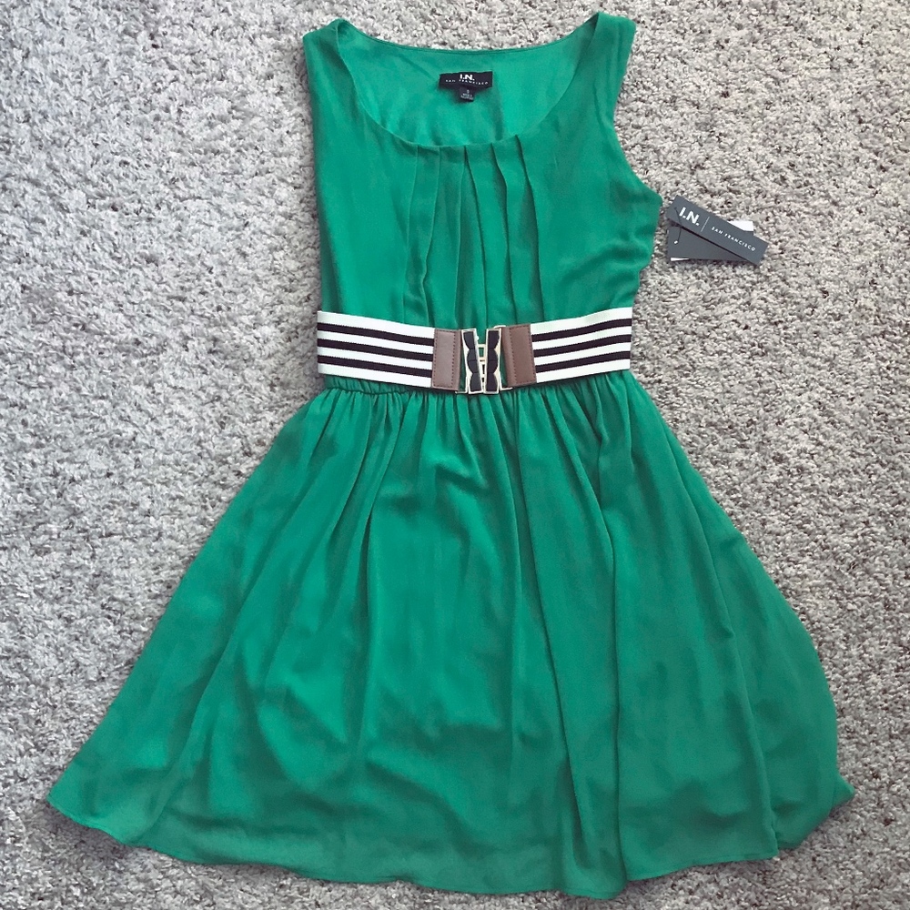 I.N. Green Dress with Belt